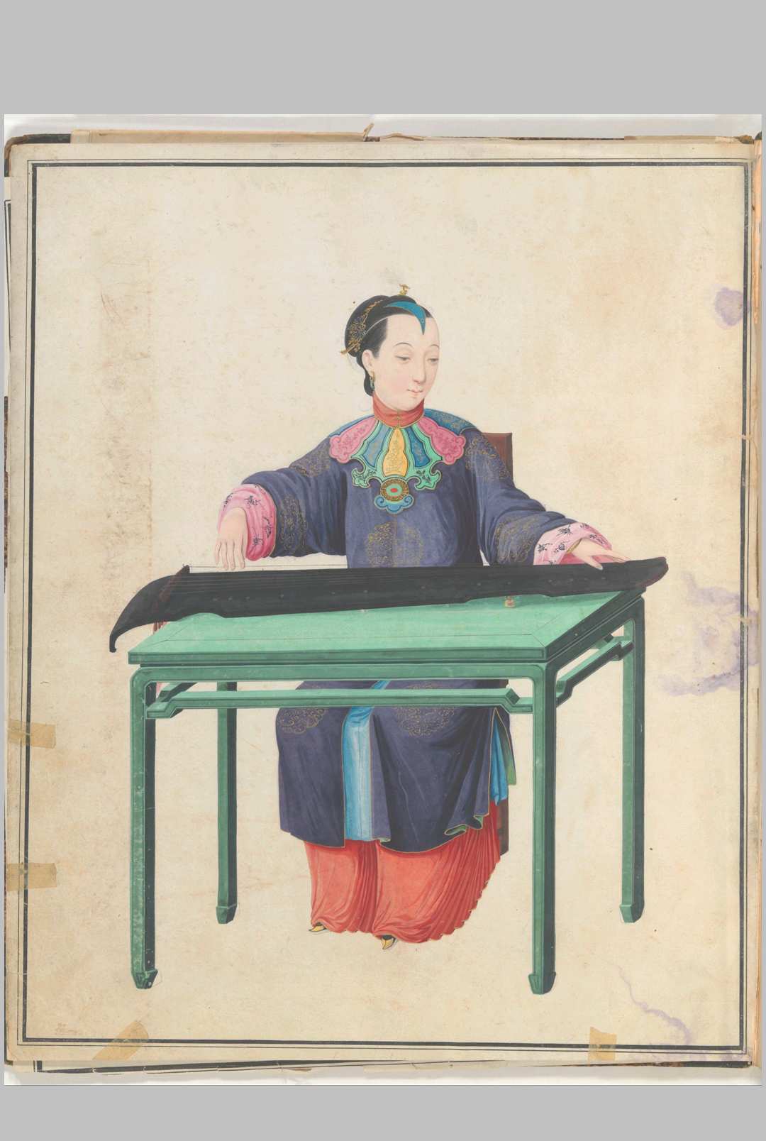 清末演奏乐器水粉画.21幅.大都会博物馆.1990.289