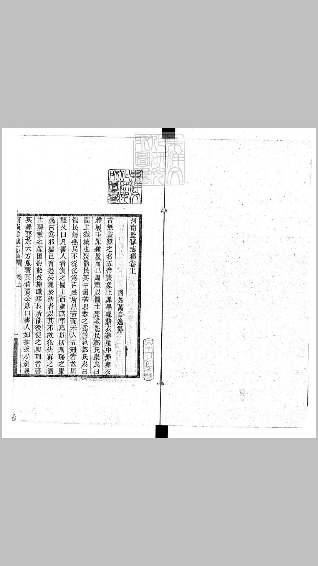 河南监狱志稿二卷　民國？年刊本