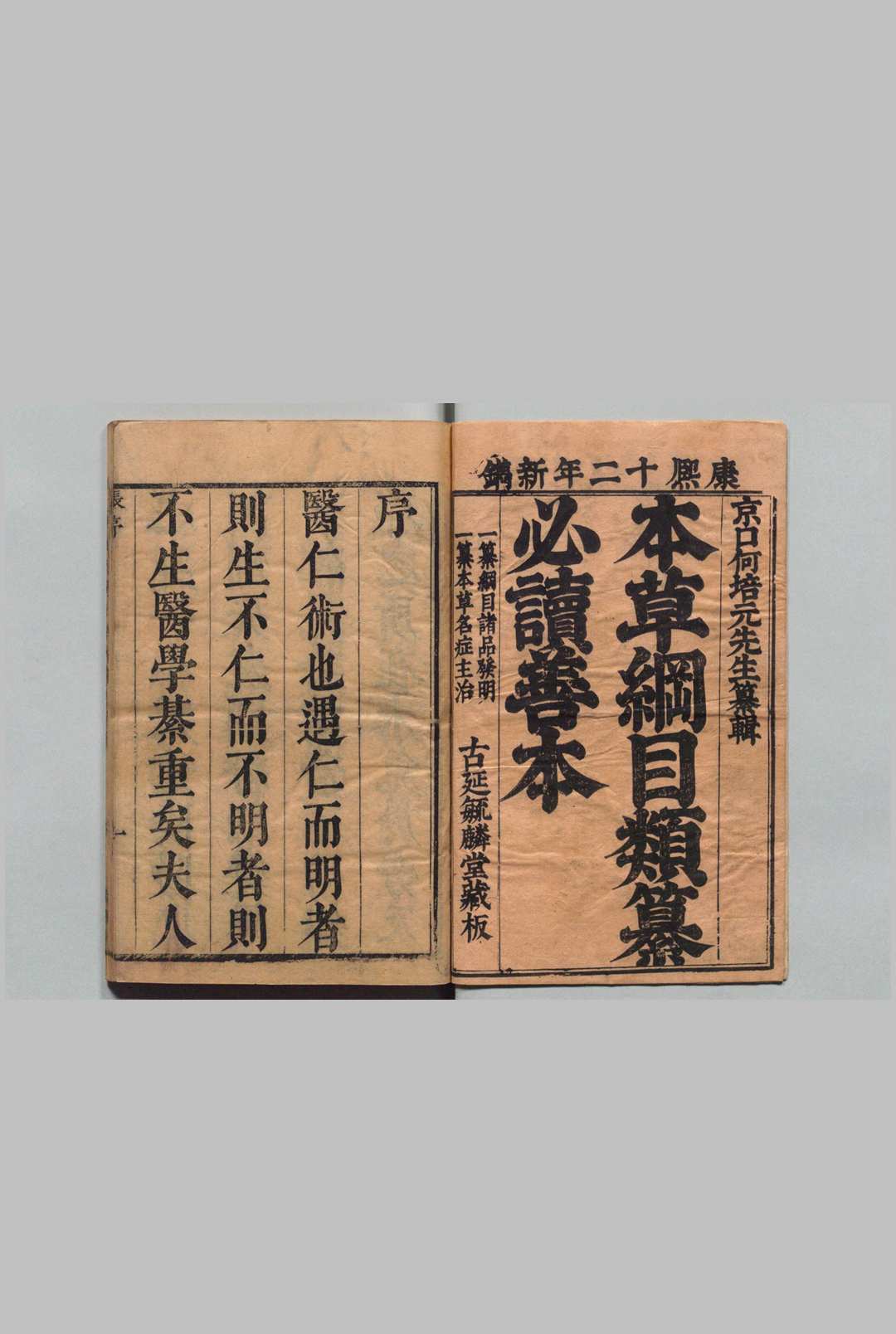 新镌本草纲目类纂必读 何镇 清康熙12年   毓麟堂