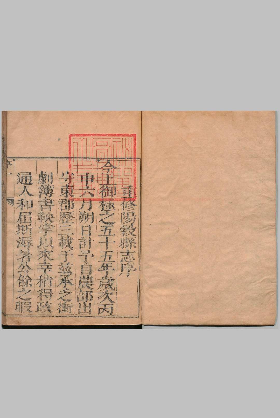 阳谷县志 ８卷 王时来 清康熙55年