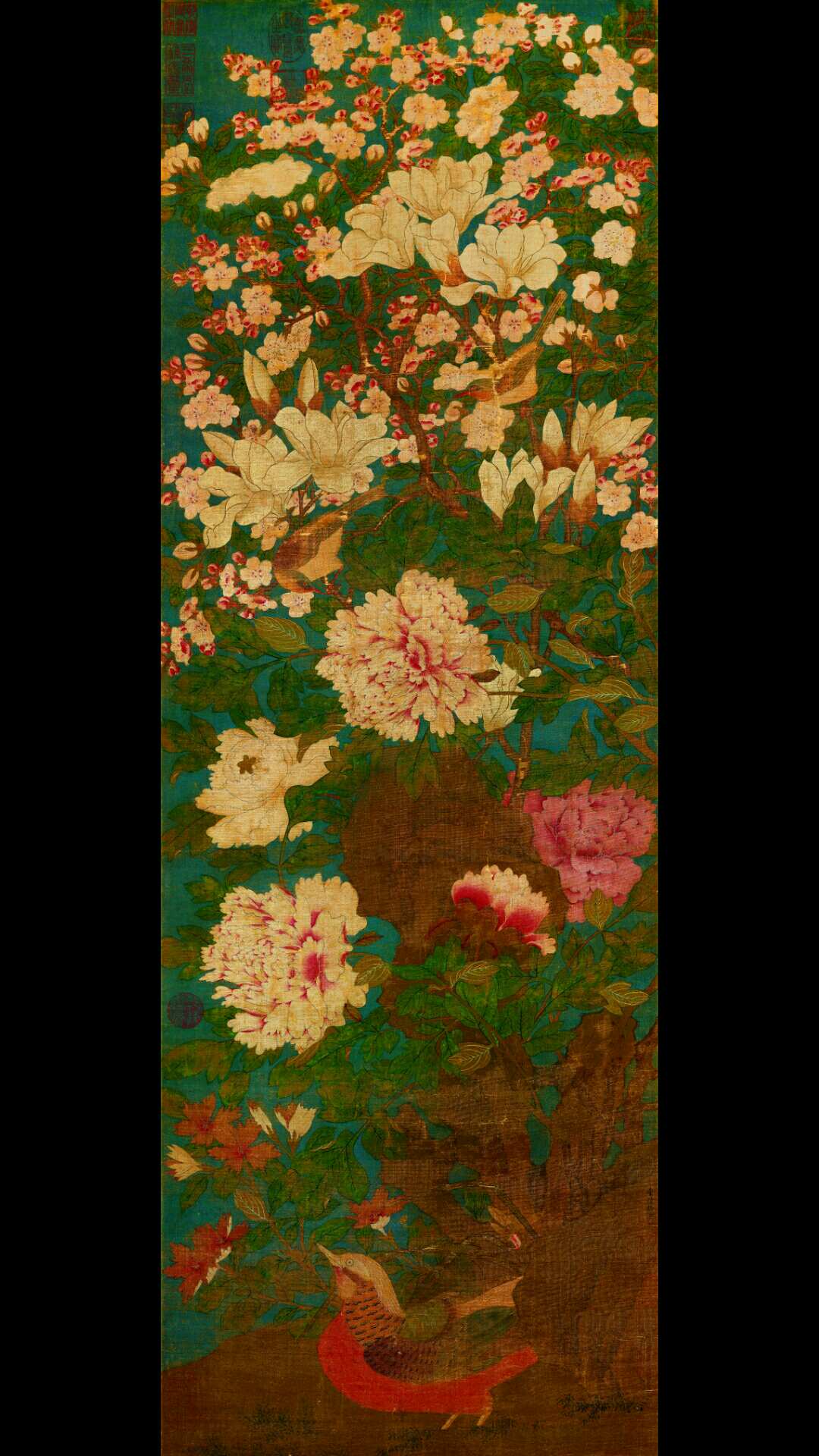 五代 徐熙 玉堂富贵图绢本112.5×38