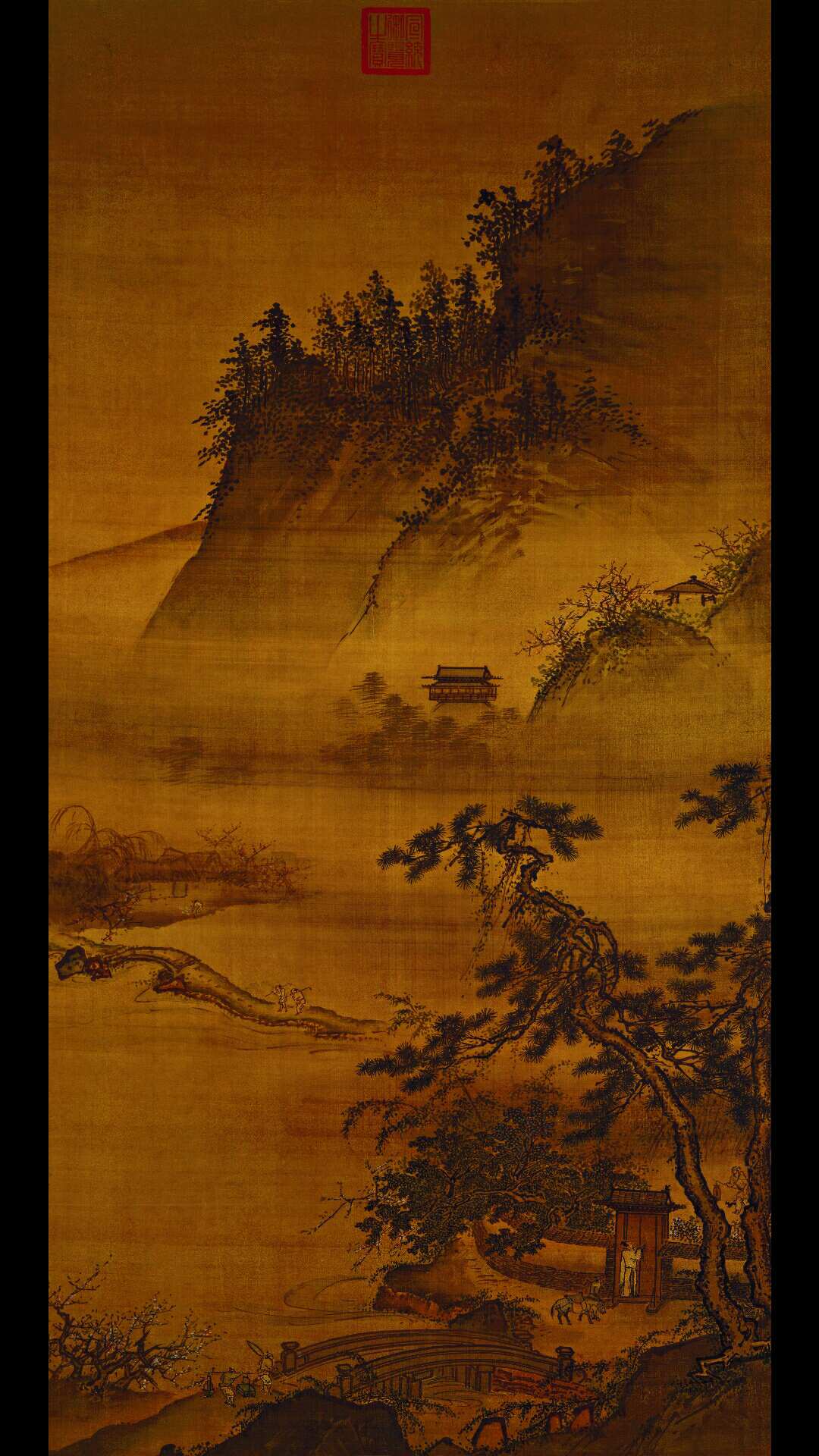 明 戴进 春游晚归图 绢本167.9×83