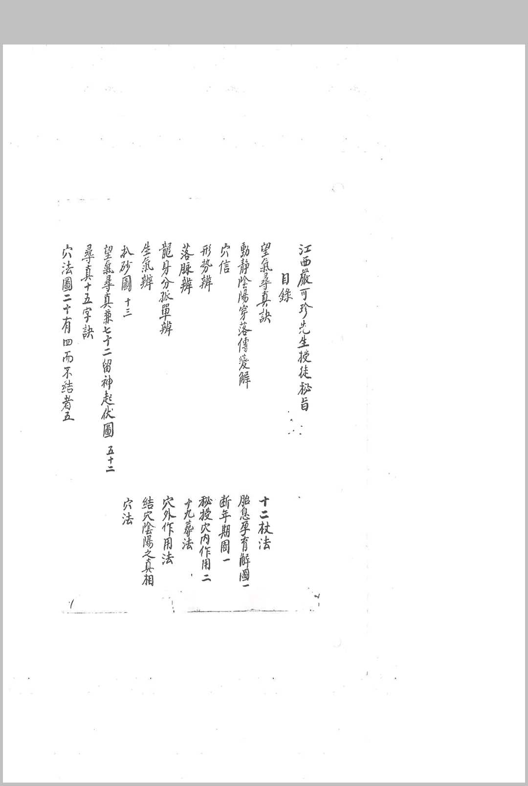 江西严可珍先生授徒秘旨