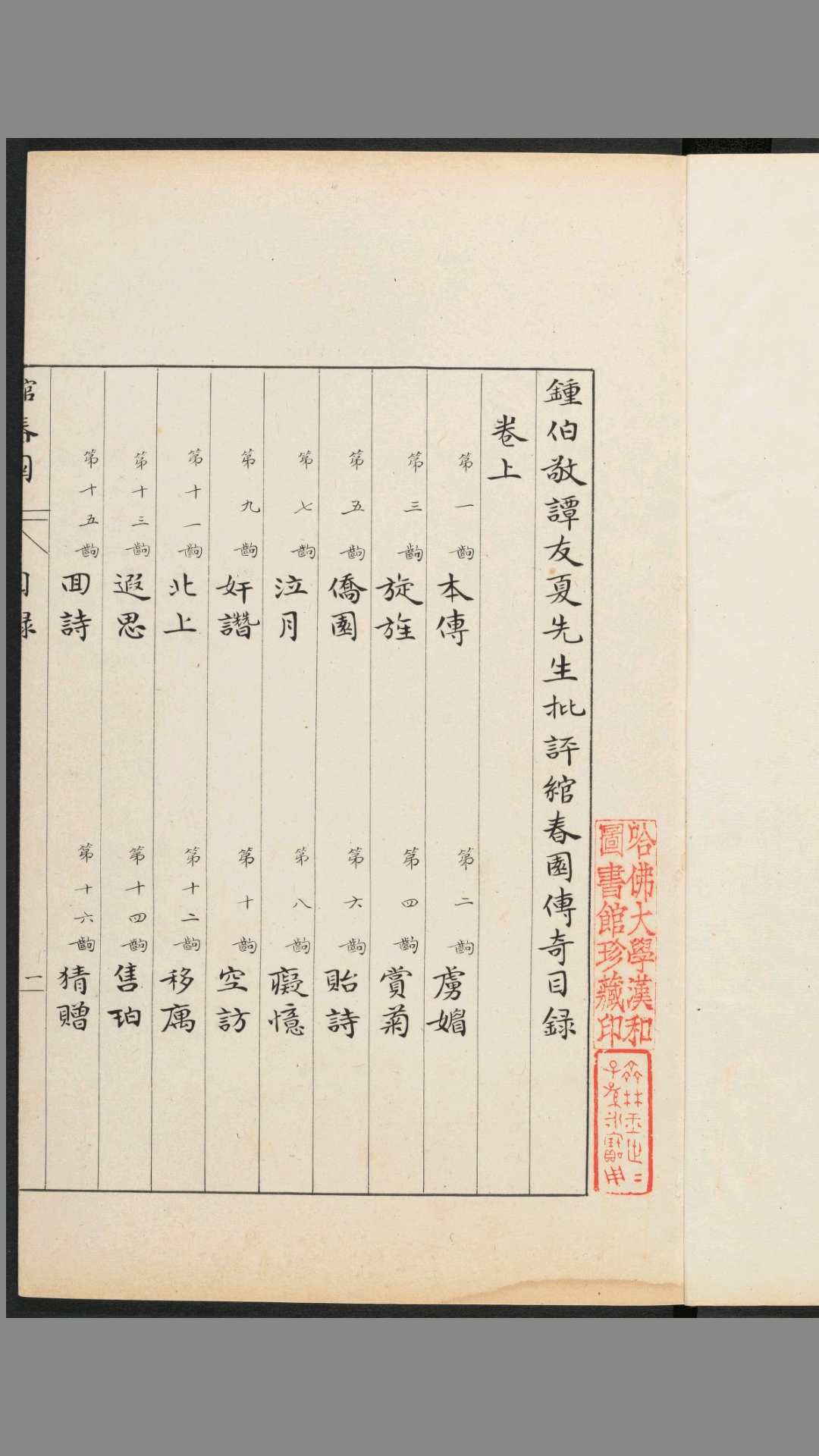谭友夏钟伯敬先生批评绾春园传奇.二卷.沈嵊编.汪淇次.民国精钞本