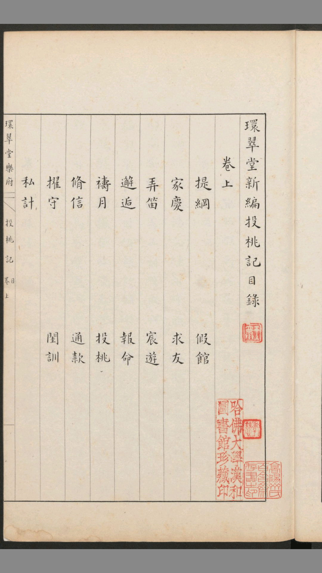 环翠堂新编投桃记.二卷.明汪廷讷撰.民国.王立承精钞本