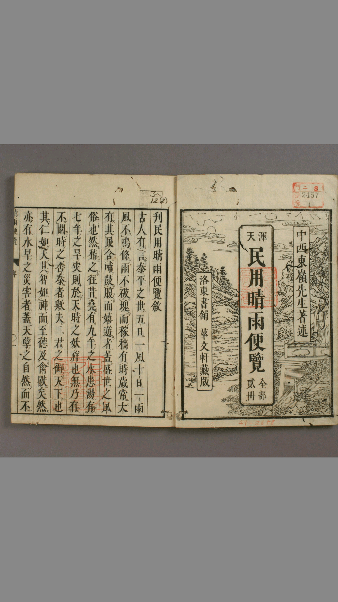 民用晴雨便览. 卷之上 下  中西敬房 著述