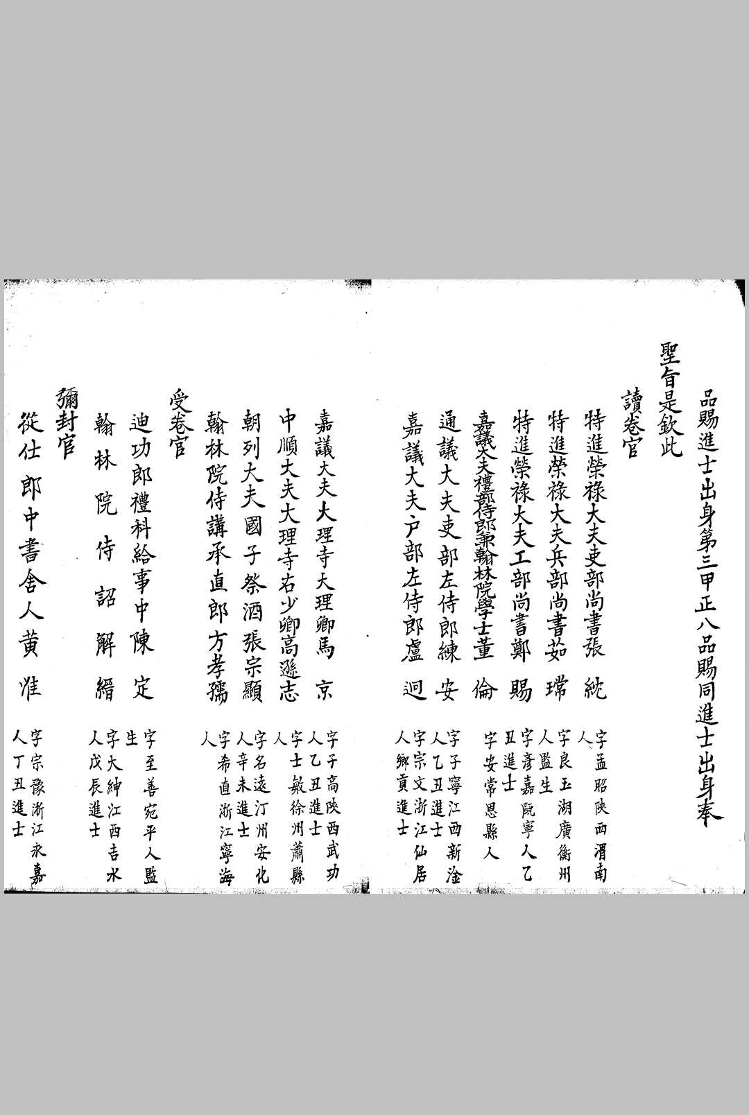 建文二年殿试登科录 下 不分卷