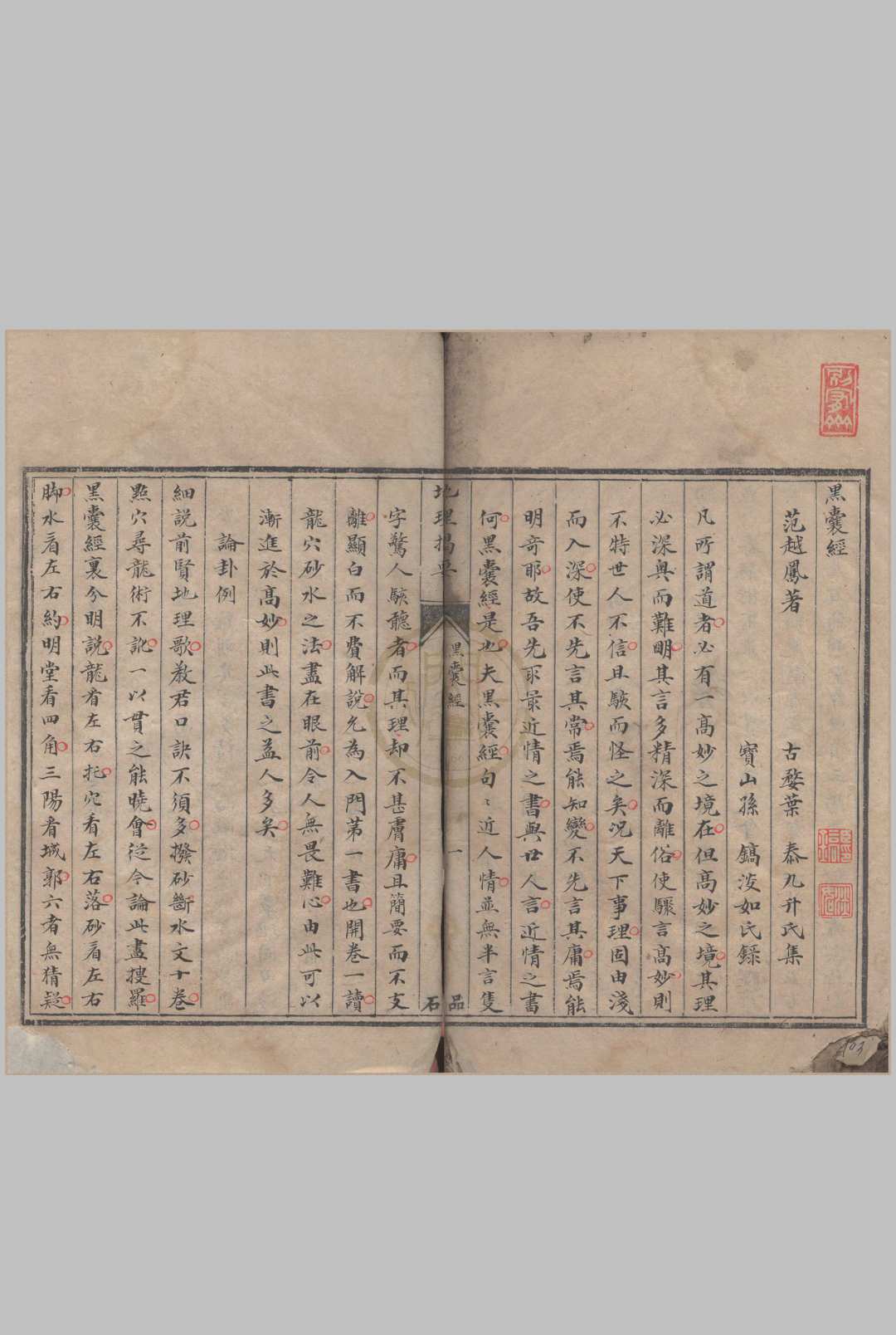 地理揭要.黑囊经.奇验经  叶泰.抄本