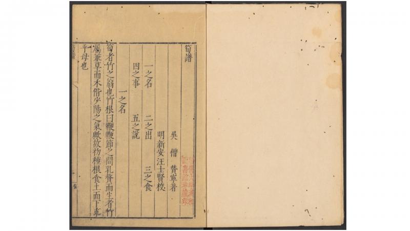 笋谱.宋赞宁撰.山居杂志本.明万历时期汪士贤校刊本