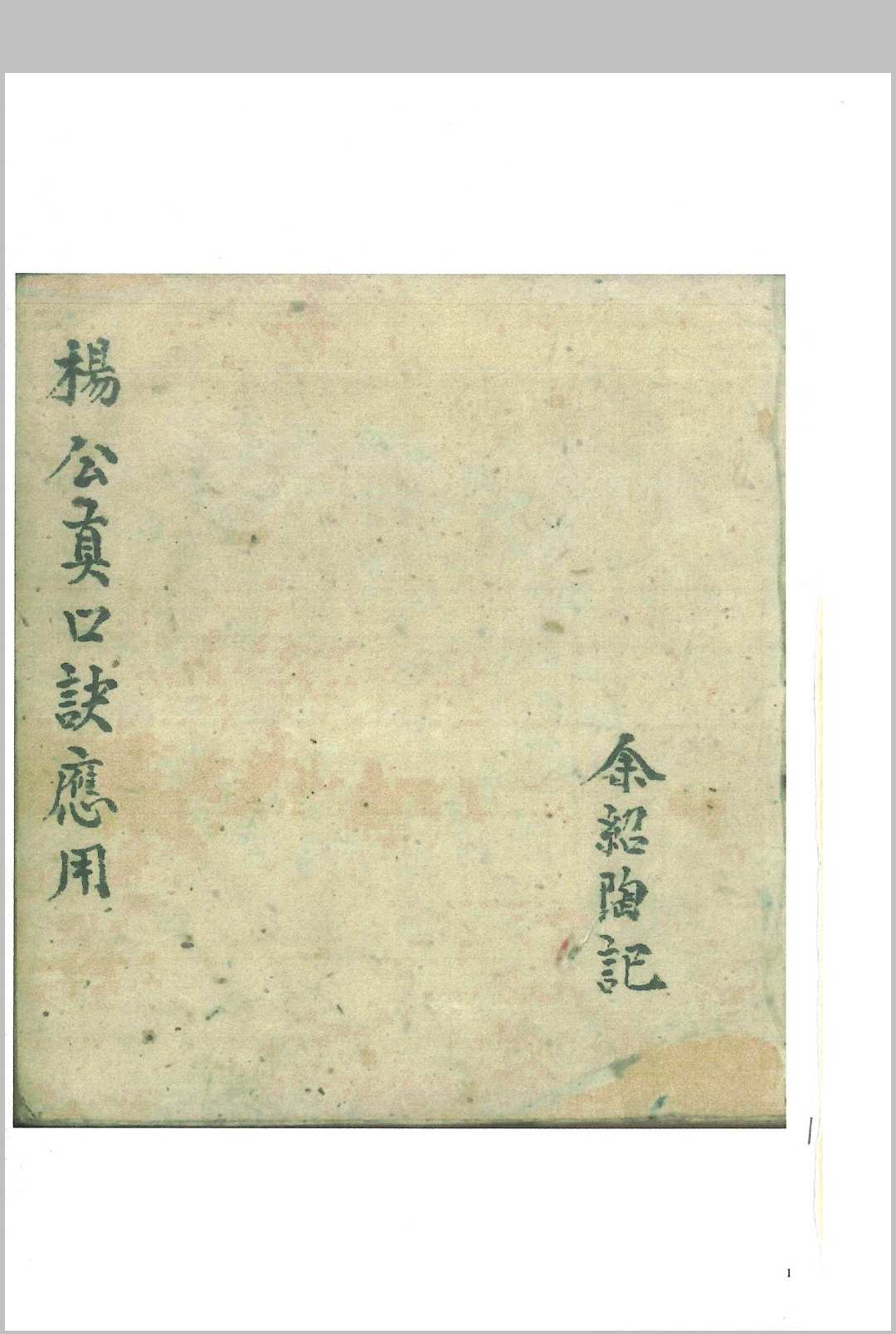 杨公真口诀应用