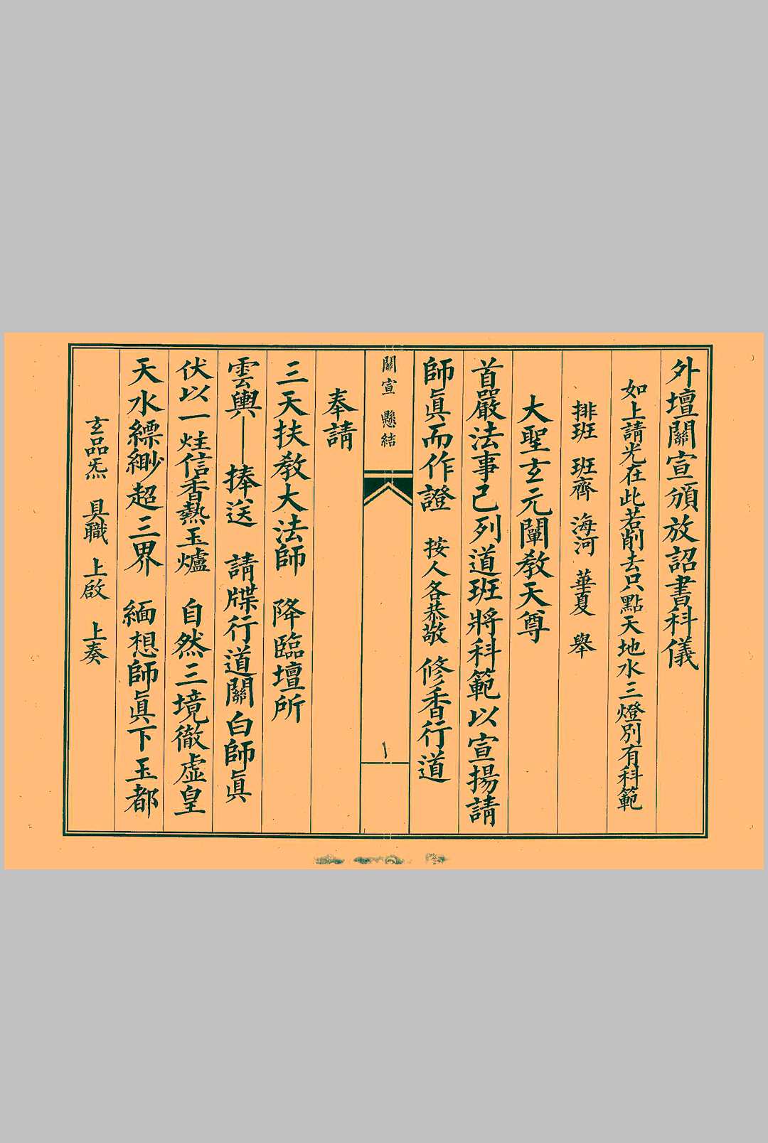 外坛关宣颁放诏书科仪