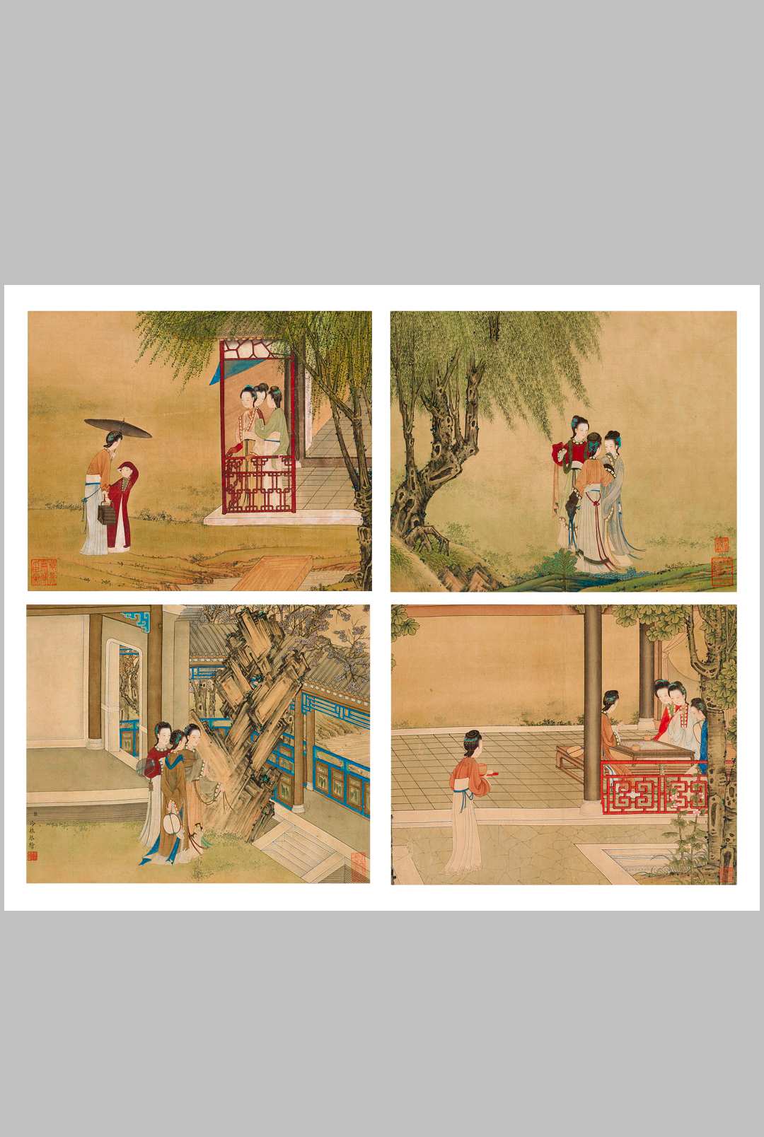汉宫仕女 设色绢本 十二开册（冷枚 画，Fine Classical Chinese Paintings  Lot 2549）