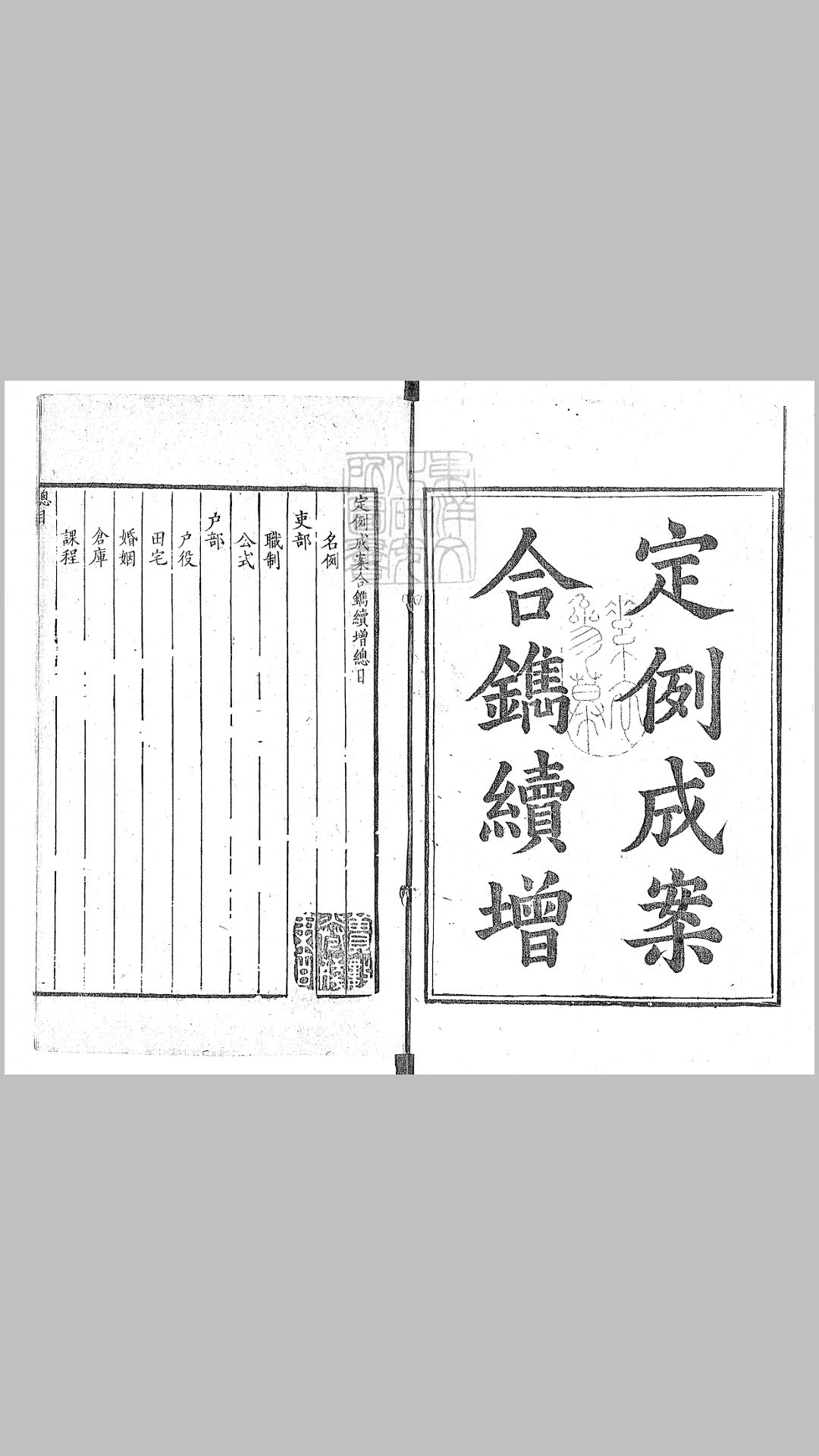 [定例成案合镌]续增不分卷　康熙五十八年刊本