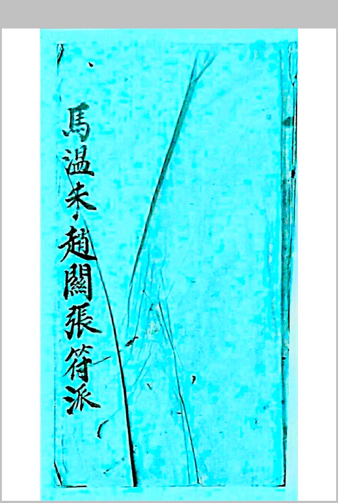 湖南先天马温朱赵关张符派