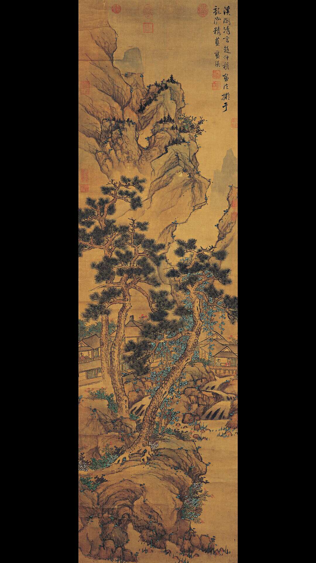 明 蓝瑛 溪阁清言图绢本