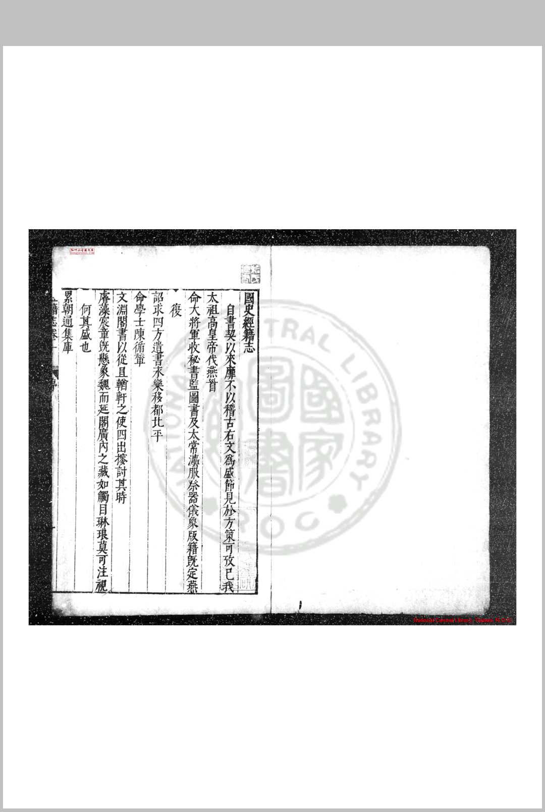 国史经籍志 (明)焦竑撰 明万历壬寅(三十年, 1602)原刊本