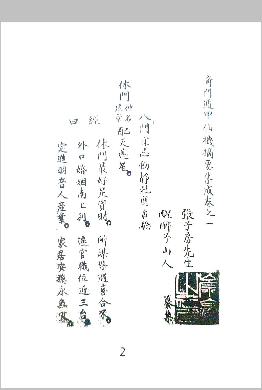 奇门遁甲仙机摘要集成