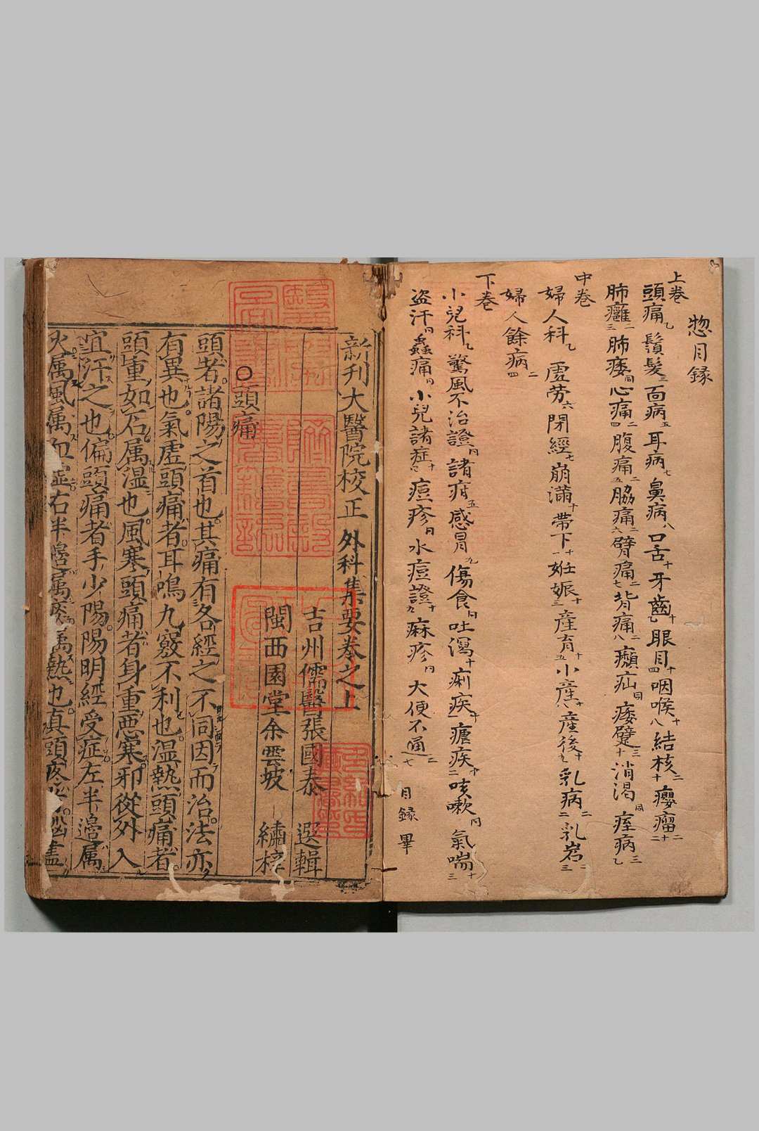 新刊太医院校正外科集要 ３卷 张国泰 明万历47年 , 余氏西园堂